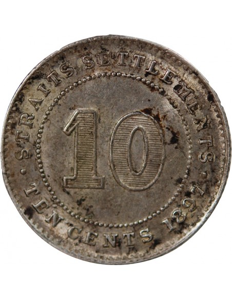 ETABLISSEMENTS DES DETROITS, VICTORIA - 10 CENTS - 1897 LONDRES