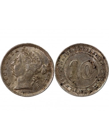ETABLISSEMENTS DES DETROITS, VICTORIA - 10 CENTS - 1897 LONDRES