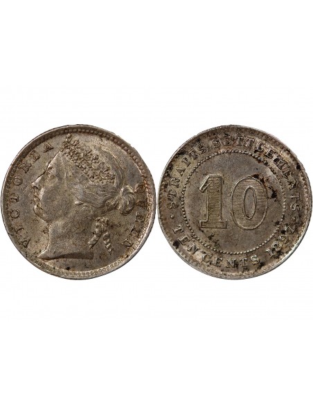 ETABLISSEMENTS DES DETROITS, VICTORIA - 10 CENTS - 1897 LONDRES