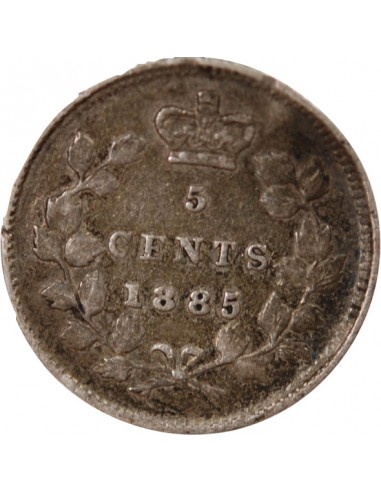 CANADA, VICTORIA - 5 CENTS ARGENT - 1885