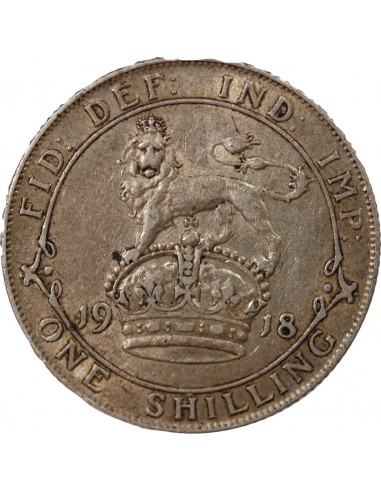 ROYAUME-UNI, GEORGE V - SHILLING ARGENT - 1ere EFFIGIE, 1918
