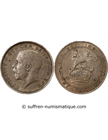 ROYAUME-UNI, GEORGE V - SHILLING ARGENT - 1ere EFFIGIE, 1918