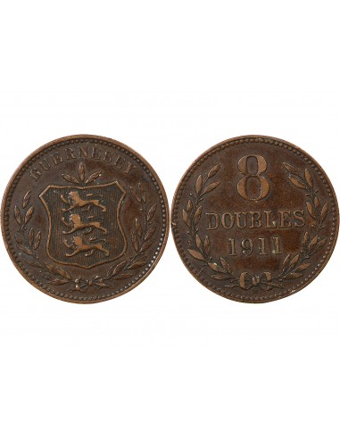 GUERNESEY - 8 DOUBLES - 1911, H HEATON
