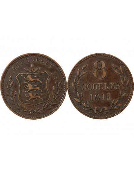 GUERNESEY - 8 DOUBLES - 1911, H HEATON