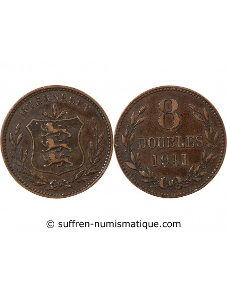 GUERNESEY - 8 DOUBLES - 1911, H HEATON