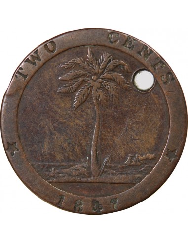 LIBERIA - 2 CENTS - 1847