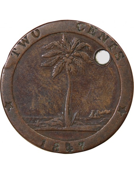 LIBERIA - 2 CENTS - 1847