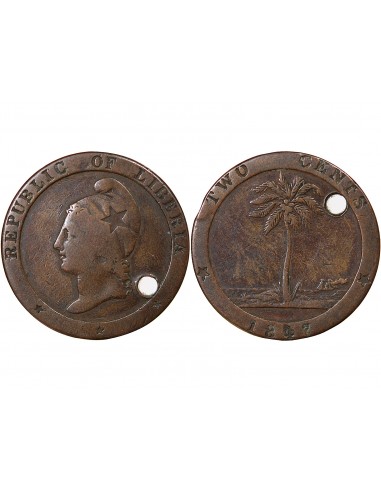 LIBERIA - 2 CENTS - 1847