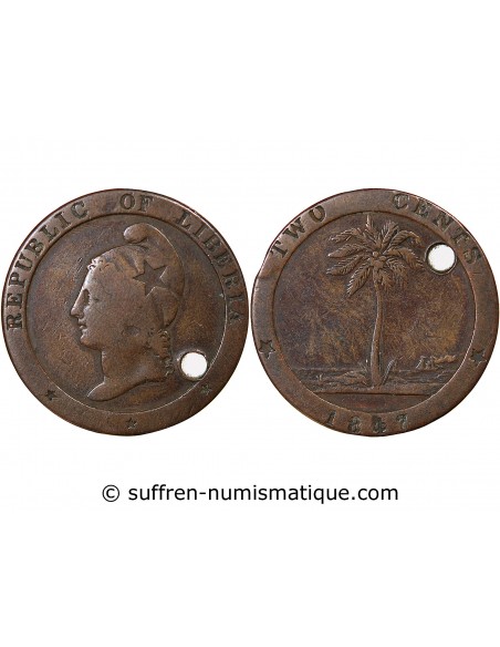 LIBERIA - 2 CENTS - 1847