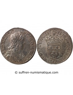 LOUIS XIV - 1/2 ECU A LA MECHE LONGUE - 1650, G POITIERS