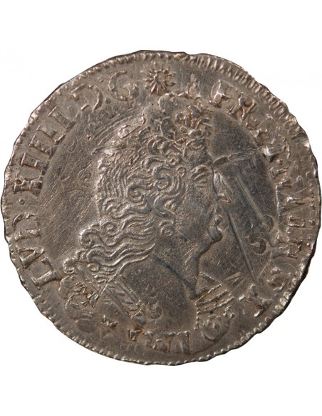 LOUIS XIV - 1/2 ECU AUX PALMES, REFORME, ARGENT - 1695, E TOURS