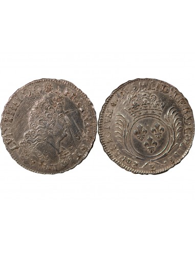 LOUIS XIV - 1/2 ECU AUX PALMES, REFORME, ARGENT - 1695, E TOURS