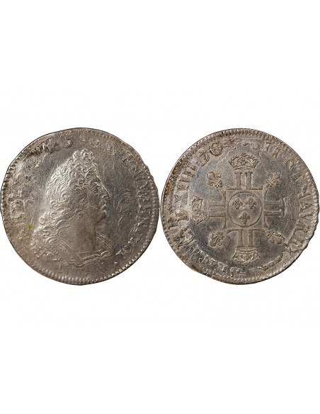 LOUIS XIV - 1/2 ECU AUX INSIGNES, REFORME, ARGENT - 1701 A PARIS