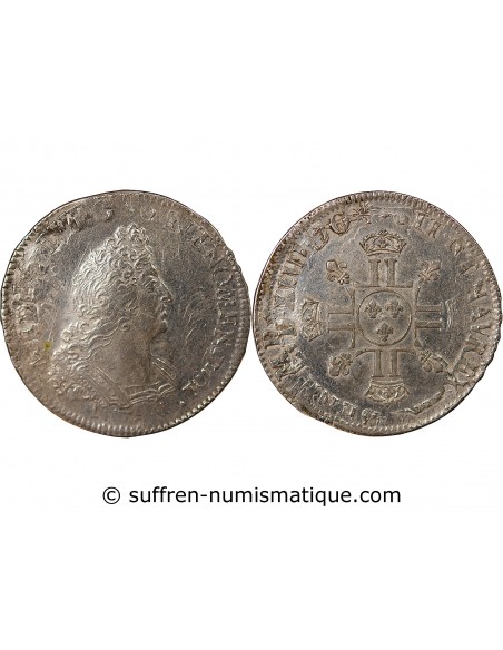 LOUIS XIV - 1/2 ECU AUX INSIGNES, REFORME, ARGENT - 1701 A PARIS