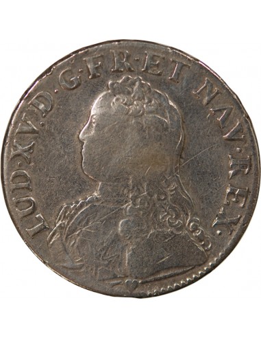 LOUIS XV - ECU AUX BRANCHES D'OLIVIER, ARGENT - 1736 E TOURS