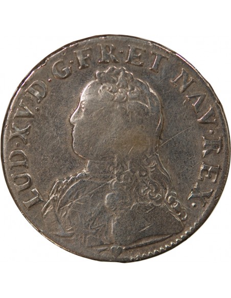 LOUIS XV - ECU AUX BRANCHES D'OLIVIER, ARGENT - 1736 E TOURS