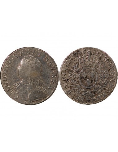 LOUIS XV - ECU AUX BRANCHES D'OLIVIER, ARGENT - 1736 E TOURS