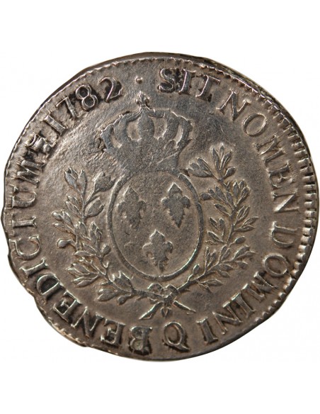 LOUIS XVI - ECU AUX RAMEAUX D'OLIVIER, ARGENT - 1782, Q PERPIGNAN