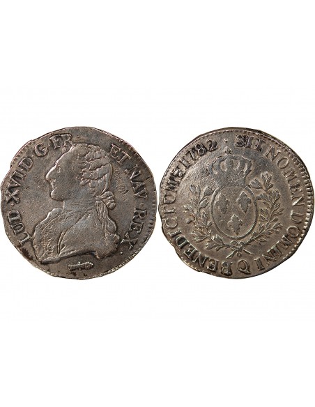 LOUIS XVI - ECU AUX RAMEAUX D'OLIVIER, ARGENT - 1782, Q PERPIGNAN