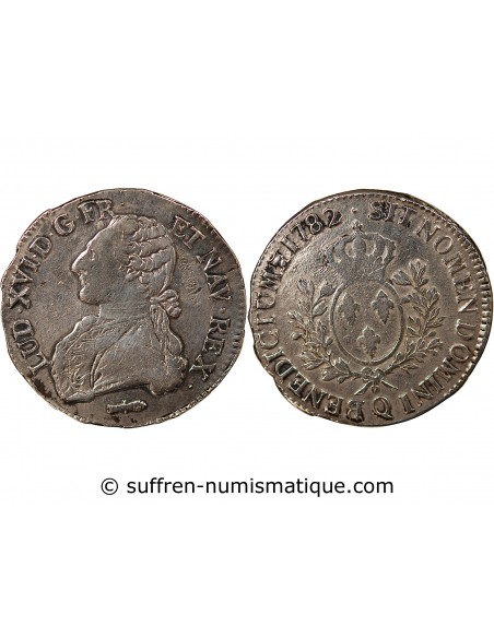 LOUIS XVI - ECU AUX RAMEAUX D'OLIVIER, ARGENT - 1782, Q PERPIGNAN