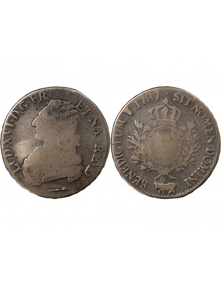 LOUIS XVI - ECU DE BEARN, AUX BRANCHES D'OLIVIER - 1787, PAU