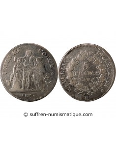 UNION ET FORCE﻿ - 5 FRANCS, ARGENT - AN 5, K BORDEAUX