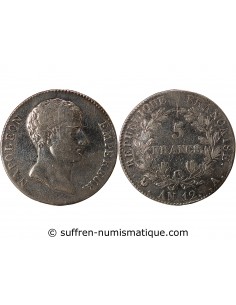 REPUBLIQUE, NAPOLEON Ier - 5 FRANCS ARGENT, TYPE INTERMEDIAIRE - AN 12, A PARIS