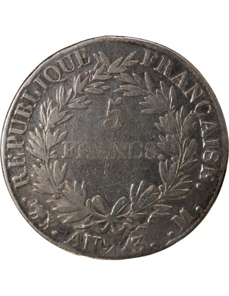 REPUBLIQUE, NAPOLEON Ier - 5 FRANCS ARGENT - AN 13, M TOULOUSE
