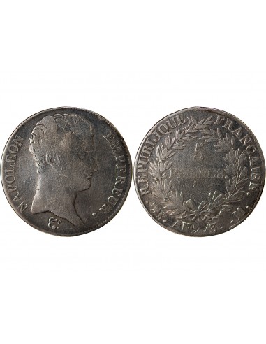 REPUBLIQUE, NAPOLEON Ier - 5 FRANCS ARGENT - AN 13, M TOULOUSE