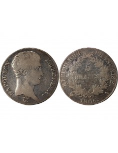 REPUBLIQUE, NAPOLEON Ier - 5 FRANCS ARGENT, CALENDRIER GREGORIEN - 1806, A PARIS 2