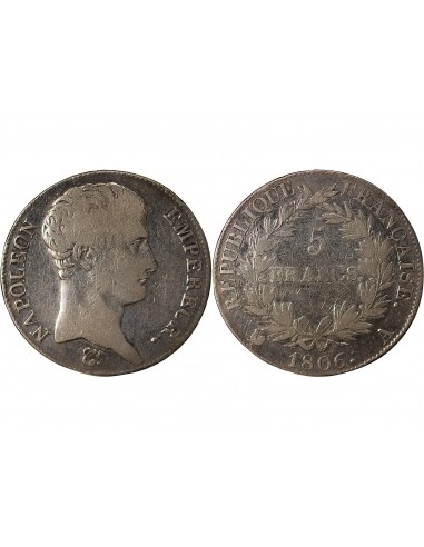 REPUBLIQUE, NAPOLEON Ier - 5 FRANCS ARGENT, CALENDRIER GREGORIEN - 1806, A PARIS