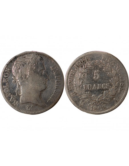 REPUBLIQUE, NAPOLEON Ier - 5 FRANCS ARGENT, REPUBLIQUE - 1808, A PARIS