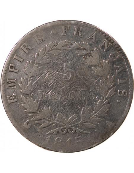 NAPOLEON Ier, CENT-JOURS - 5 FRANCS ARGENT - 1815, A PARIS