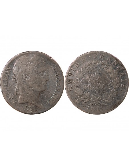 NAPOLEON Ier, CENT-JOURS - 5 FRANCS ARGENT - 1815, A PARIS