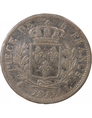LOUIS XVIII - 5 FRANCS ARGENT, BUSTE HABILLE - 1815, L BAYONNE