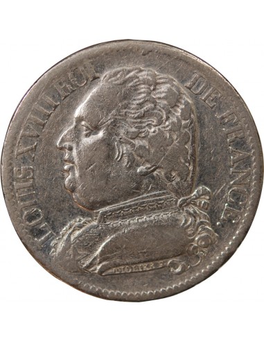 LOUIS XVIII - 5 FRANCS ARGENT, BUSTE HABILLE - 1815, L BAYONNE
