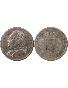 LOUIS XVIII - 5 FRANCS ARGENT, BUSTE HABILLE - 1815, L BAYONNE 2