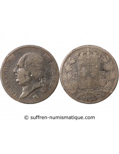 LOUIS XVIII - 5 FRANCS ARGENT, TÊTE NUE - 1822, A PARIS