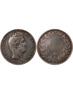 LOUIS-PHILIPPE﻿ - 5 FRANCS ARGENT, TRANCHE EN CREUX, SANS I - 1830, A PARIS 2