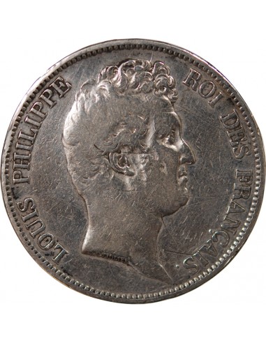 LOUIS-PHILIPPE﻿ - 5 FRANCS ARGENT, TRANCHE EN RELIEF, SANS I - 1830, A PARIS