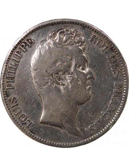 LOUIS-PHILIPPE﻿ - 5 FRANCS ARGENT, TRANCHE EN RELIEF, SANS I - 1830, A PARIS