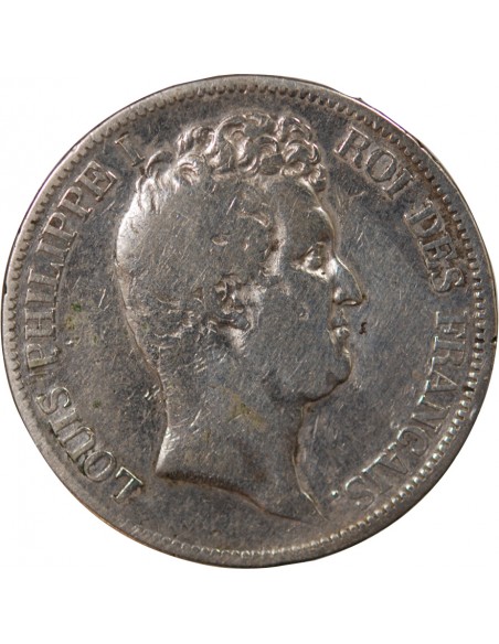 LOUIS PHILIPPE﻿ - 5 FRANCS 1830 W LILLE "Tiolier sans le I, Tr creux"