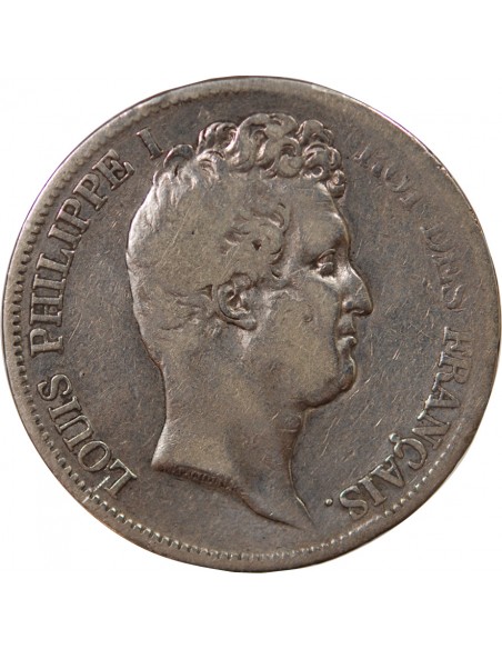 LOUIS PHILIPPE﻿ - 5 FRANCS, TIOLIER, TR. EN CREUX, AVEC LE I - 1831, MA MARSEILLE (petit palmier)