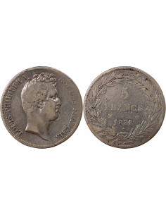 LOUIS PHILIPPE﻿ - 5 FRANCS, TIOLIER, TR. EN CREUX, AVEC LE I - 1831, MA MARSEILLE (petit palmier) 2