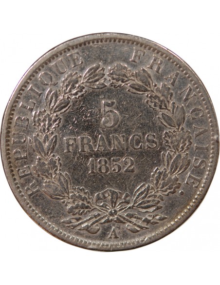LOUIS-NAPOLEON BONAPARTE - 5 FRANCS ARGENT, 1er TYPE - 1852, A PARIS