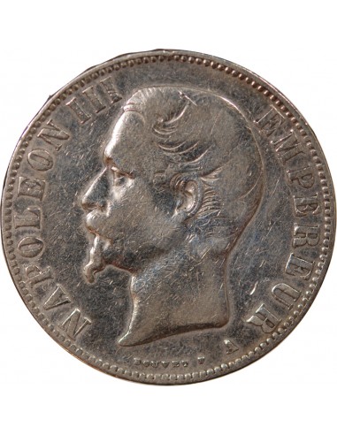 NAPOLEON III - 5 FRANCS TETE NUE, ANCRE, ARGENT - 1855, A PARIS