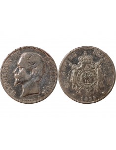 NAPOLEON III - 5 FRANCS TETE NUE, ANCRE, ARGENT - 1855, A PARIS 2