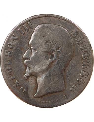 NAPOLEON III - 5 FRANCS TÊTE NUE, ARGENT - 1856, D LYON