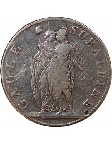 ITALIE, REPUBLIQUE SUBALPINE - 5 FRANCS ARGENT - AN 10, TURIN﻿