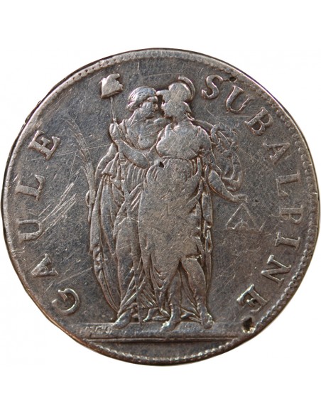 ITALIE, REPUBLIQUE SUBALPINE - 5 FRANCS ARGENT - AN 10, TURIN﻿